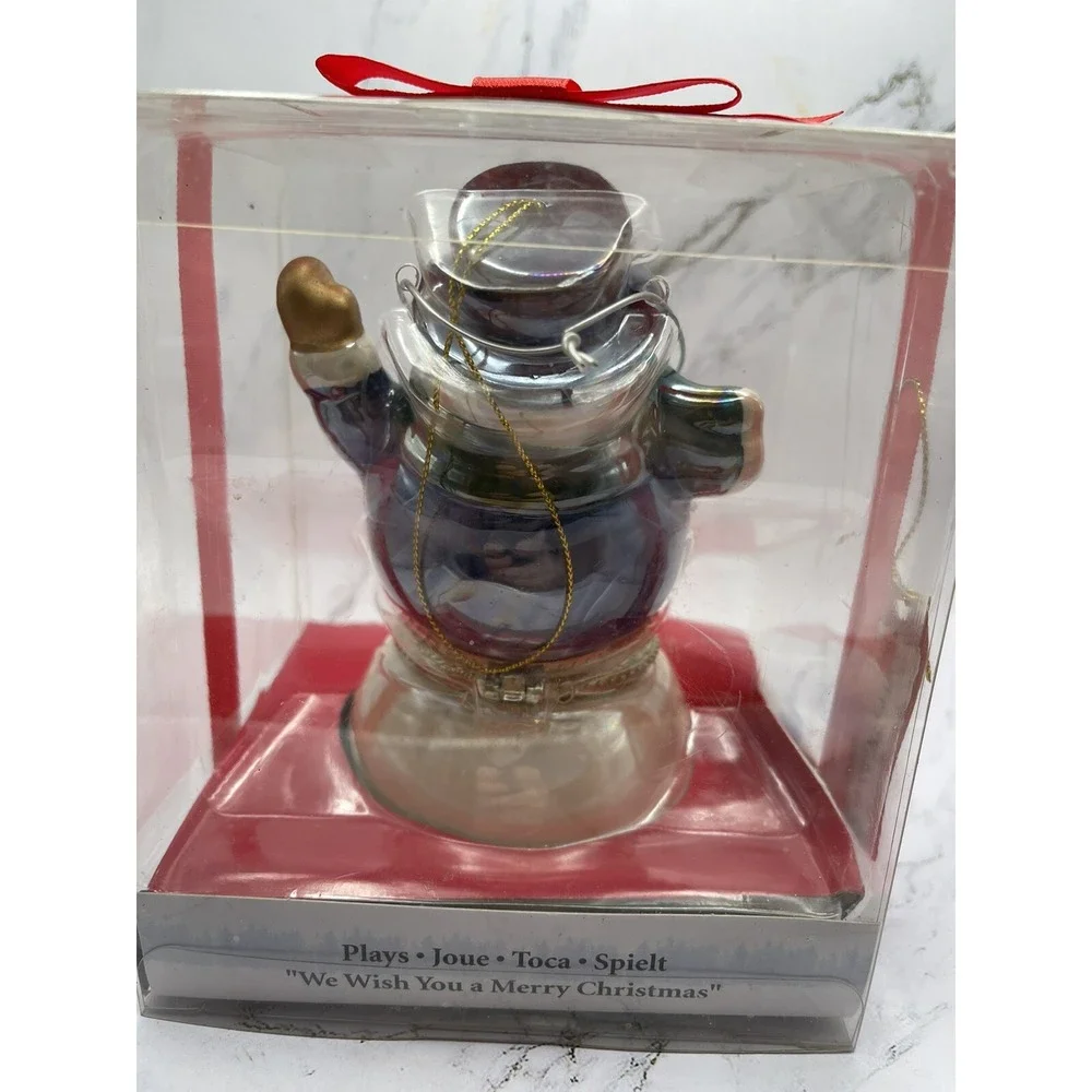 MR. Christmas‎ Snowman Musical Trinket/Music Box  Rotating Skaters NEW